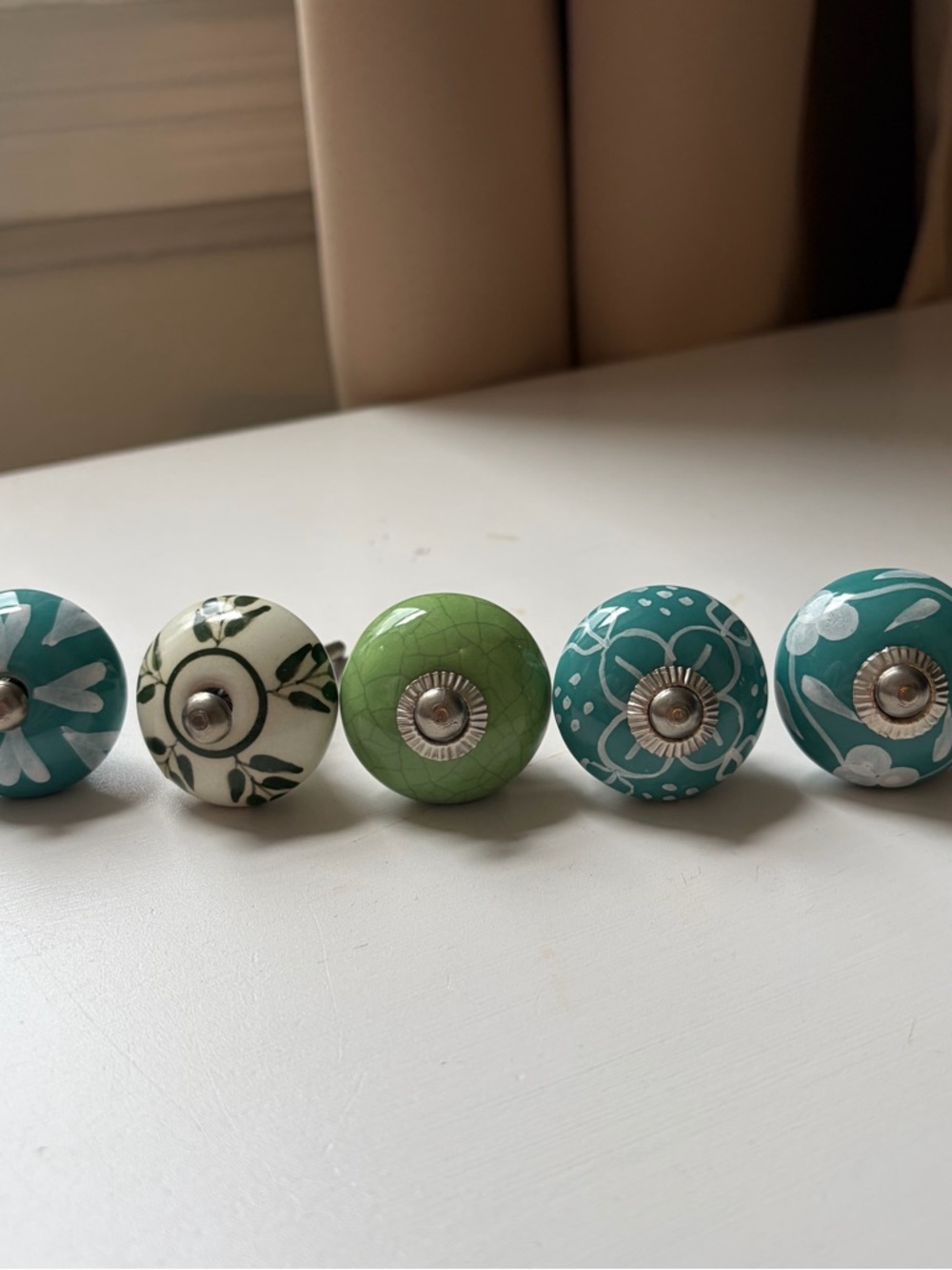 Hand Painted Ceramic Knobs Drawer Pulls Set of 5